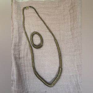 Serefina Anthropologie Necklace Bracelet Set Brass Gold Jewelry